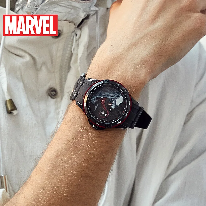 Disney официальный авторизованный Marvel Мстители VENOM кварцевые часы водонепроницаемые мужские наручные часы силиконовый ремешок Мужские Роскошные m-9116