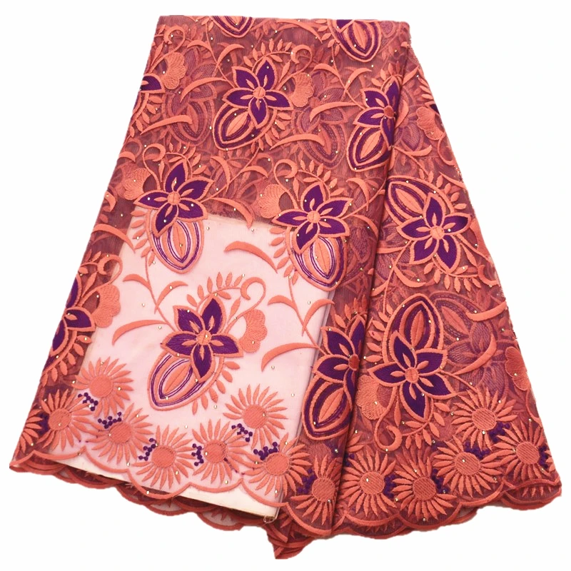 5 ярдов африканская кружевная ткань 2020 Высококачественная с камнями сетка