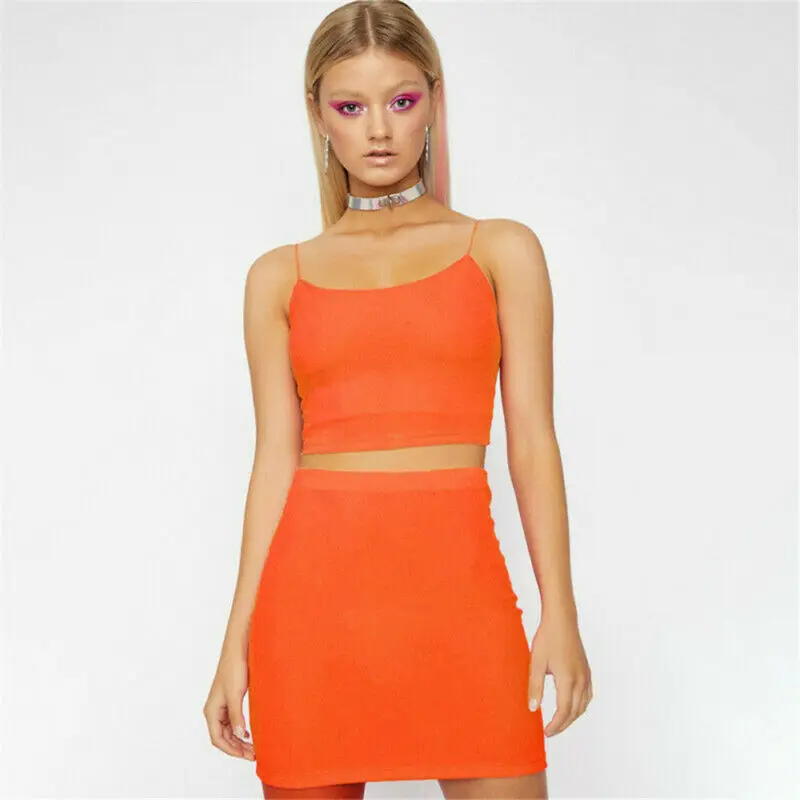 Женское пикантное облегающее платье из 2 предметов комплект: укороченный топ и