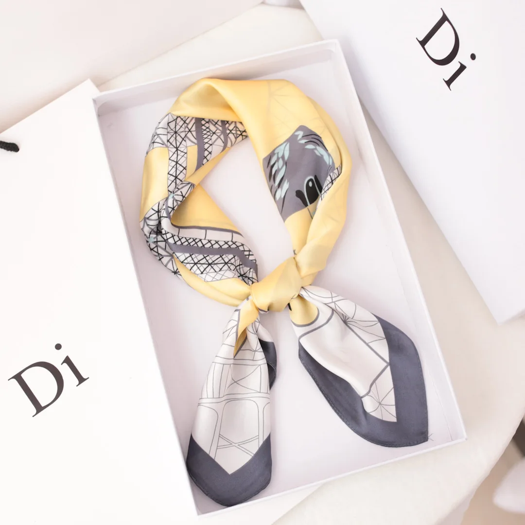 

New Small Square Scarves Silk Scarves Women's Versatile Spring and Autumn Professional Wear Accessories Scarves and Neckbands