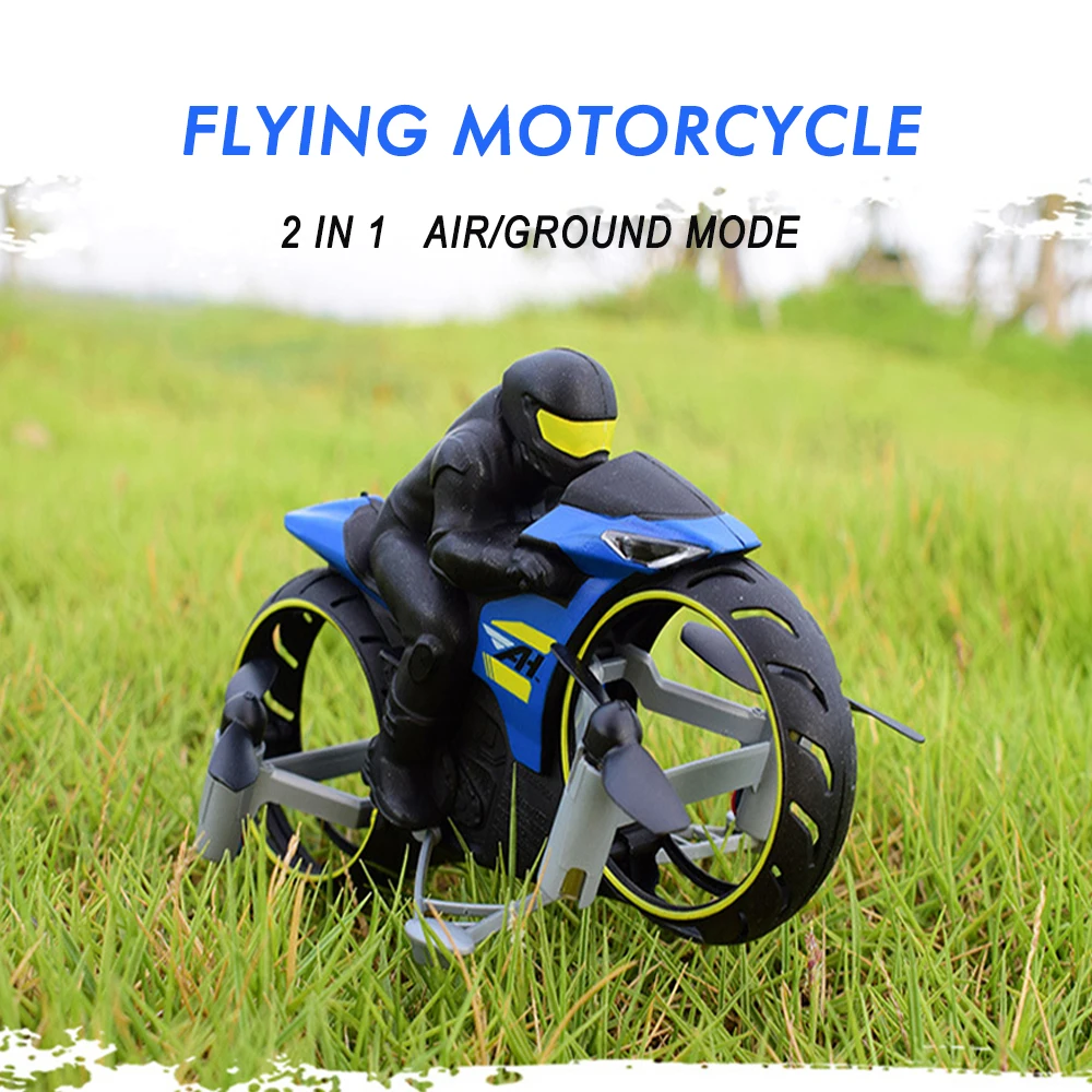 Радиоуправляемый мотоцикл 2 в 1 Land And Air двухрежимный перезаряжаемый трюковый флип