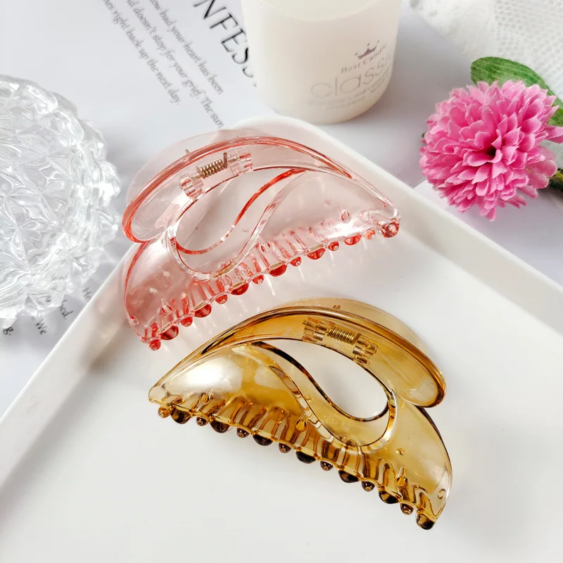 

Fashion Girl Hair Claw Geometric Plastic Hairpin Crab Retro Heart Shape Crystal Hair Clips Hair Accessories For Women