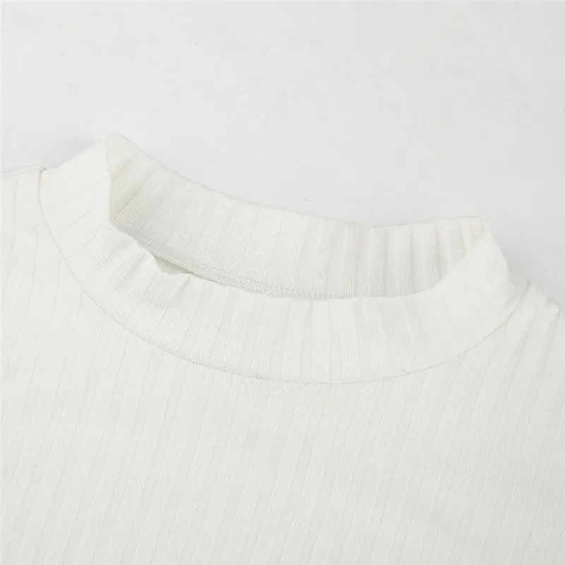 Модная рубашка с рукавами фонариками и рюшами Осенний однотонный топ круглым