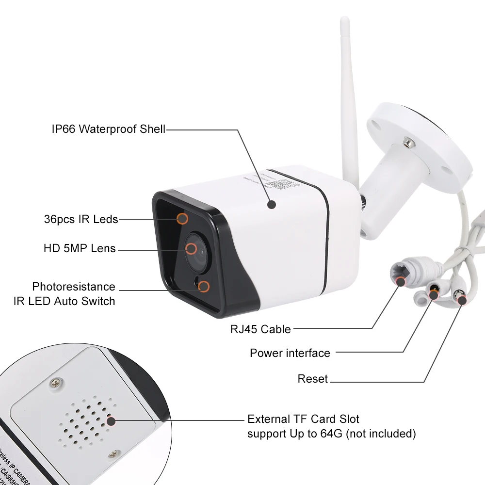 Беспроводная IP-камера HD 5 0 МП с Wi-Fi H.265 P2P Onvif ночное виденье обнаружение движения