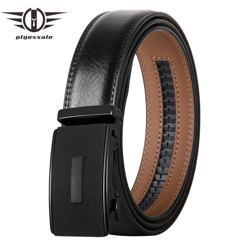 

Plyesxale Designers Automatic Buckle Leather Luxury Belt Male Alloy Buckle Belts For Men Ceinture Homme Black White Gray B558