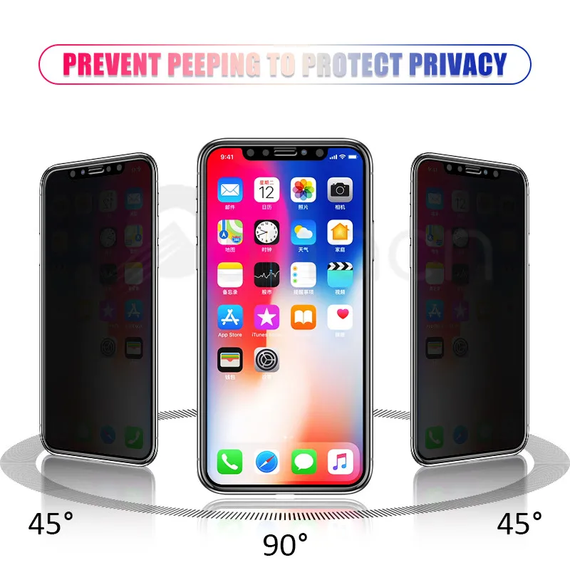 Anti Spy Tempered Glass For iPhone X XR XS 12 11 Pro Max Privacy Screen Protector iPhone 8 7 6 6S Plus 5 5S SE Protection Glass