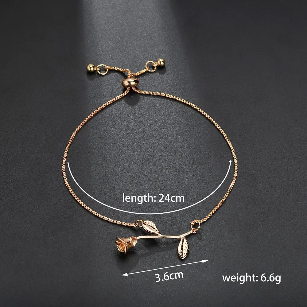 

Bracelets Women's Crystal Roseflower Plated Bangles Bracelet Jewelry Adjustable Bracelets De Poignet Free shipping