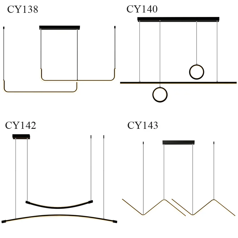 

Nordic chandelier gold/black modern minimalist LED strip bar creative personality art light luxury desk minimalist pendant light