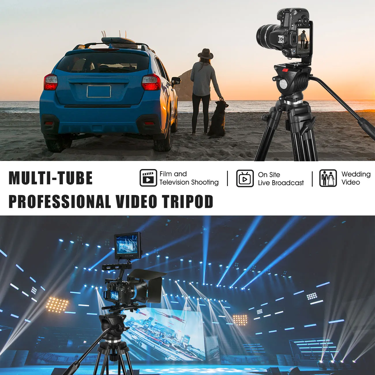 Профессиональный штатив для видеокамер алюминиевый Трипод 75 дюймов с жидкостной