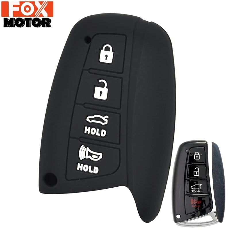 

Fit For Hyundai Genesis Santa Fe Ix45 Equus Azera Fob Keyless Shell Skin Protector 4 Buttons Silicone Car Remote Key Cover Case