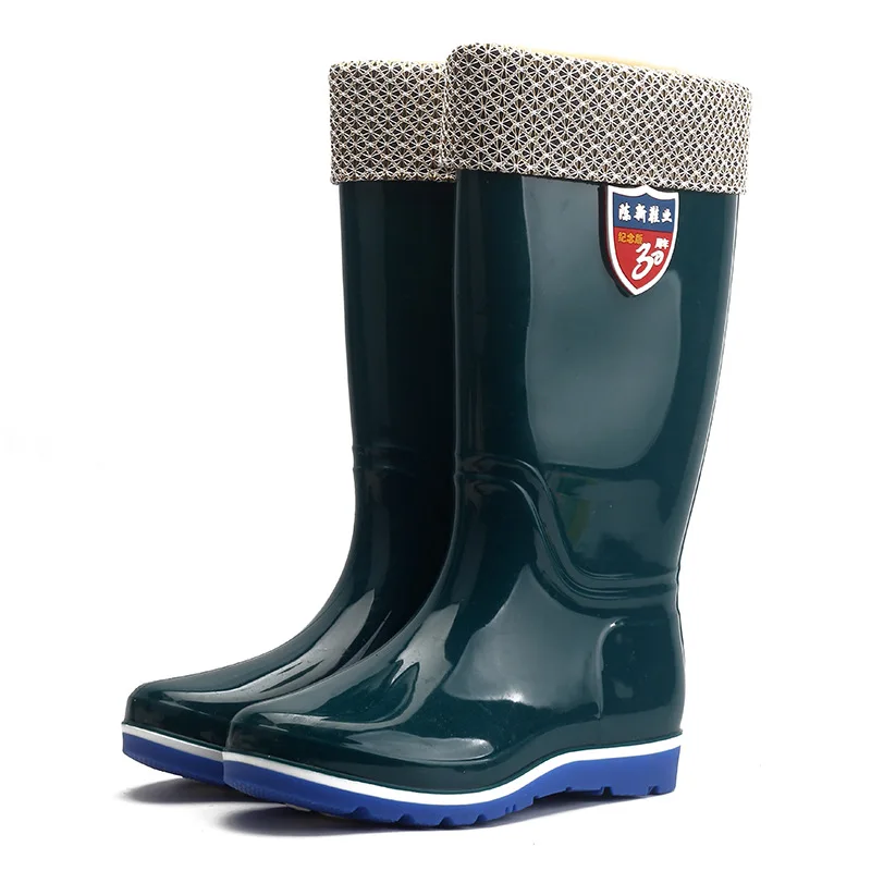 

Winter rain shoes women warm rain boots anti-slip water shoes high plus cotton water boots waterproof kitchen labor rubber shoes