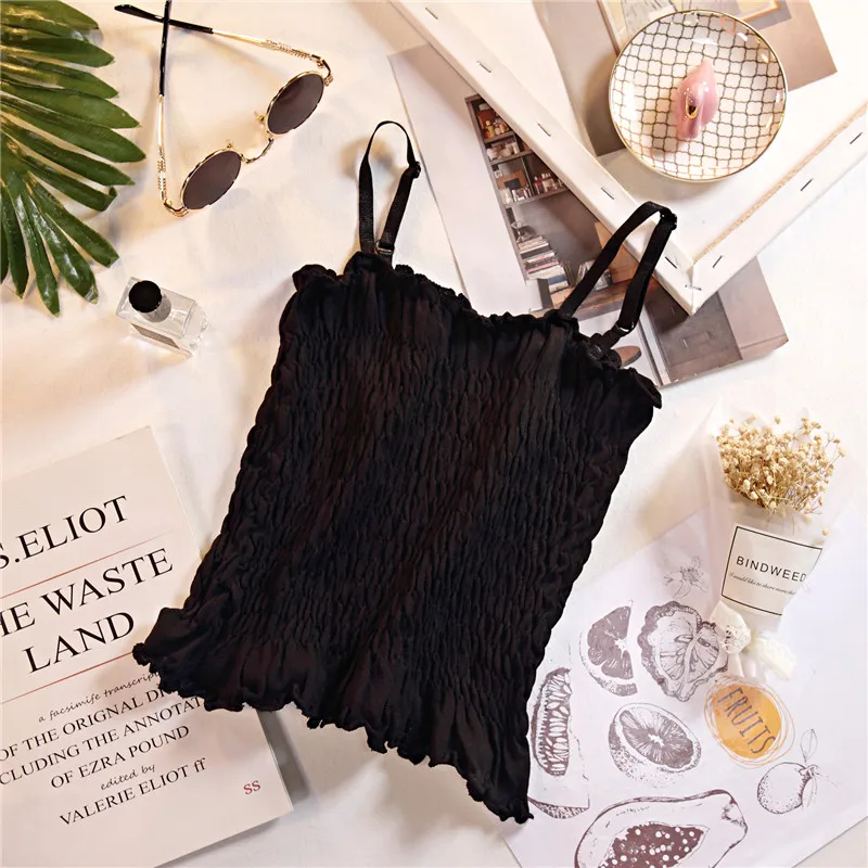 Топ женский трикотажный на пуговицах со складками без рукавов|Топы| |