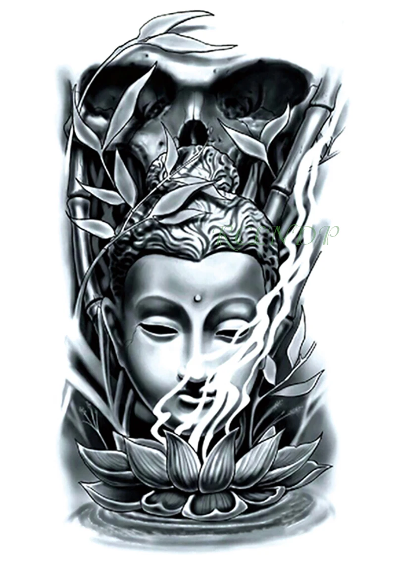 Водонепроницаемая Временная тату-наклейка с изображением Будды лотоса