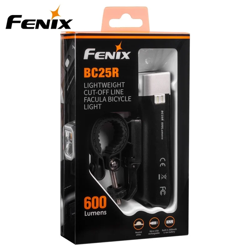 

Фонарь велосипедный Fenix BC25R, CREE XP-G3, нейтральный, белый, светодиодный, 600 люмен, микро-USB, перезаряжаемая, встроенная литиевая батарея