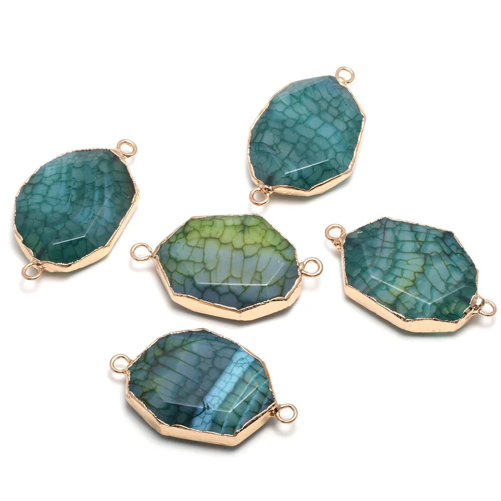 

Natural Stone Irregular shape Faceted Agate Pendant Double hole connector for jewelry making DIY necklace bracelet accessories