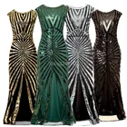 Женское длинное платье в стиле Великий Гэтсби, винтажное платье-хлопушка 20х, с круглым вырезом, без рукавов, с открытой спиной, Макси Вечерние для выпускного вечера, коктейльное, 1920