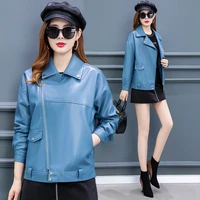 ladies spring zipper pu leather jacket short small coat fashion mother autumn suit young and middle aged women tops locomotive