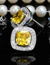 

UXN328 Glitter Earring 925 Sterling Silver Zirconia stone Female Engagement Jewelry