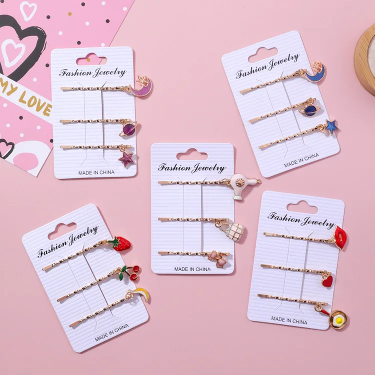 3 шт./компл. Корейский сладкий милый Звезда Луна Любовь сердце кулон в виде ягоды