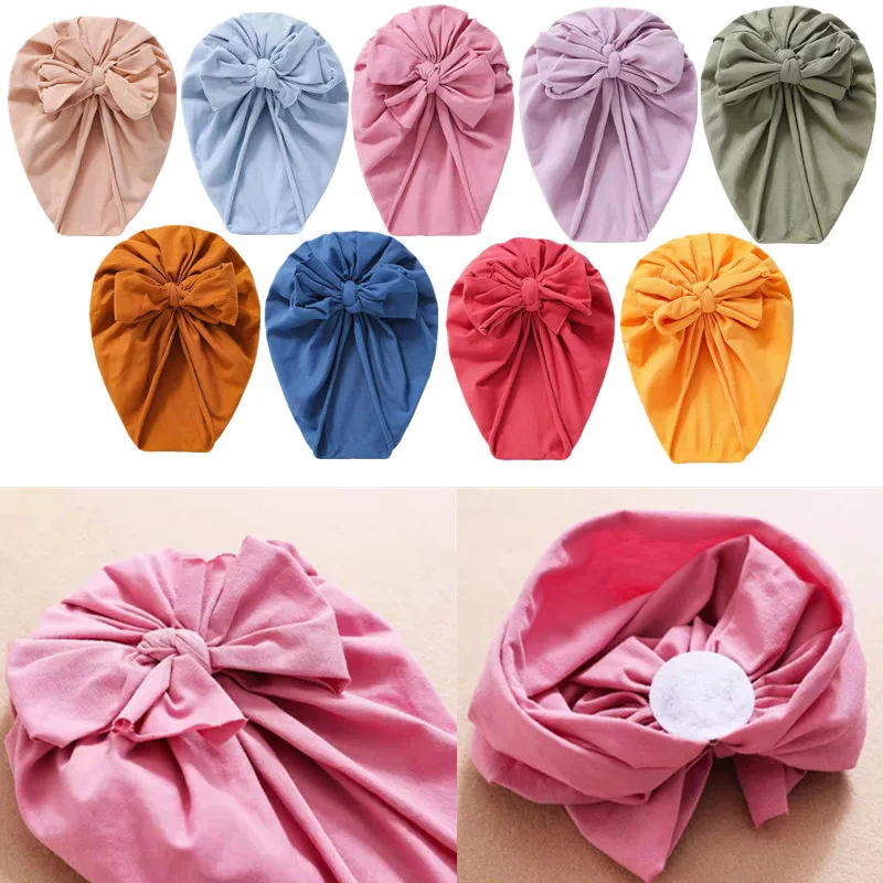 

Приятная хлопковая смесь для волос с бантом; Детская шапочка-тюрбан с большими ушками узел шапка для малышей Кепки Головные уборы Подарок н...