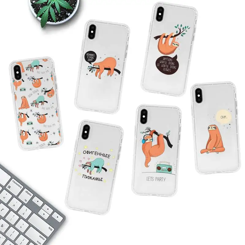 

Sloth Cute Animals Phone Case for iPhone 11 12 13 mini pro XS MAX 8 7 6 6S Plus X 5S SE 2020 XR clear case