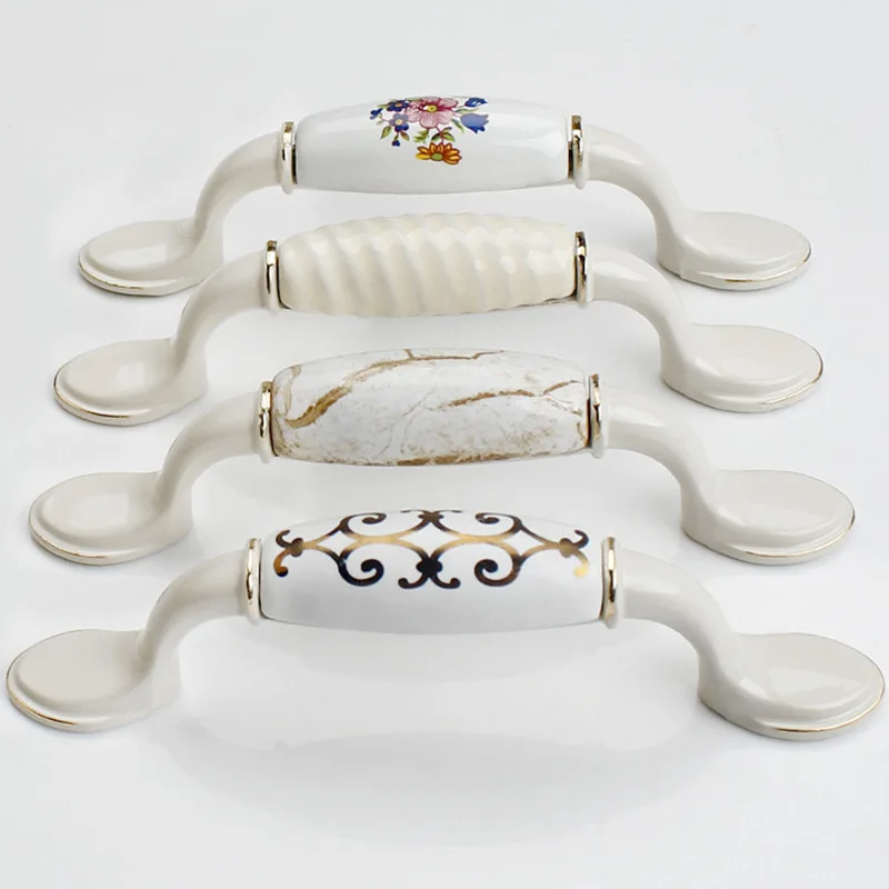 Европейский керамический узор ручки слоновой кости белый сельский ветер