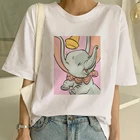 Забавная одежда, Прямая поставка, футболка с изображением слона Дамбо, женская футболка с героями Диснея и анимационных фильмов, женская футболка с рисунком для девочек, Футболки унисекс