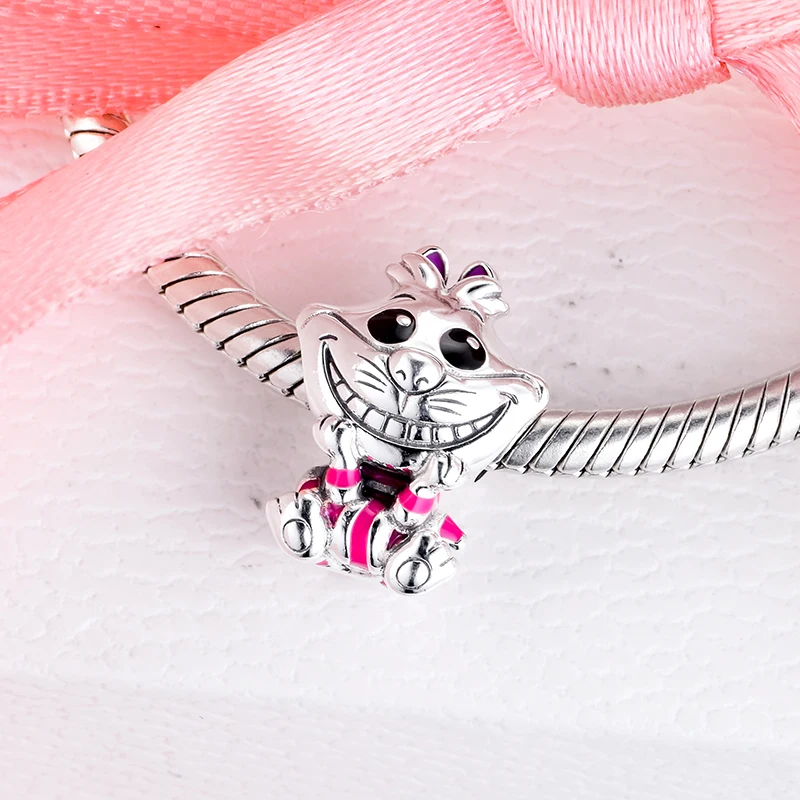 

Charms Silver 925 Jewelry Alice in Wonderland Cheshire Cat Fits European Fashion Bracelets Woman DIY Beads For Jewelry Making