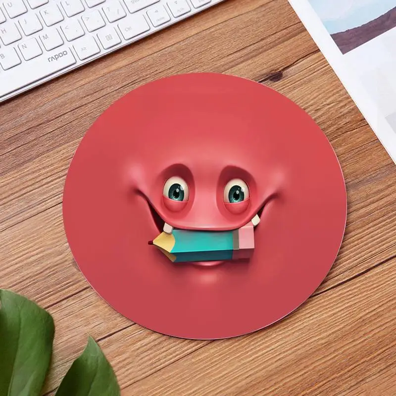 Игровой коврик для мыши с забавными краями и фиксацией лица Удобный круглый