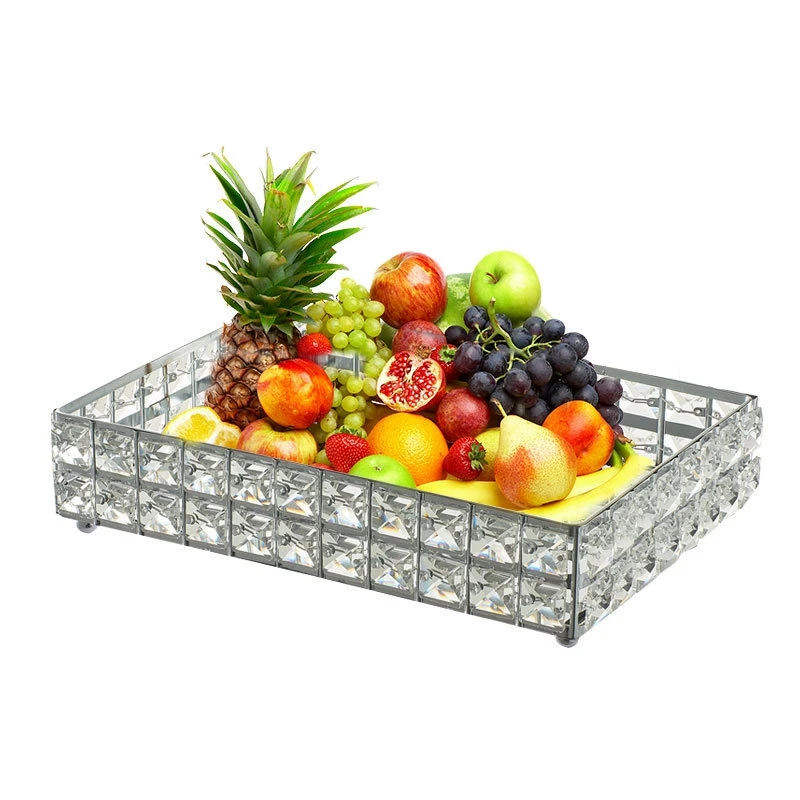 

1PC Square Crystal Tray Household Cosmetics Storage Pallet Fruit Container Snacks Plate Wedding Decor Supplies