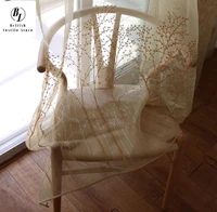modern and simple thin and light window screen branches rich tree embroidered curtains with gauze champagne tulle curtains