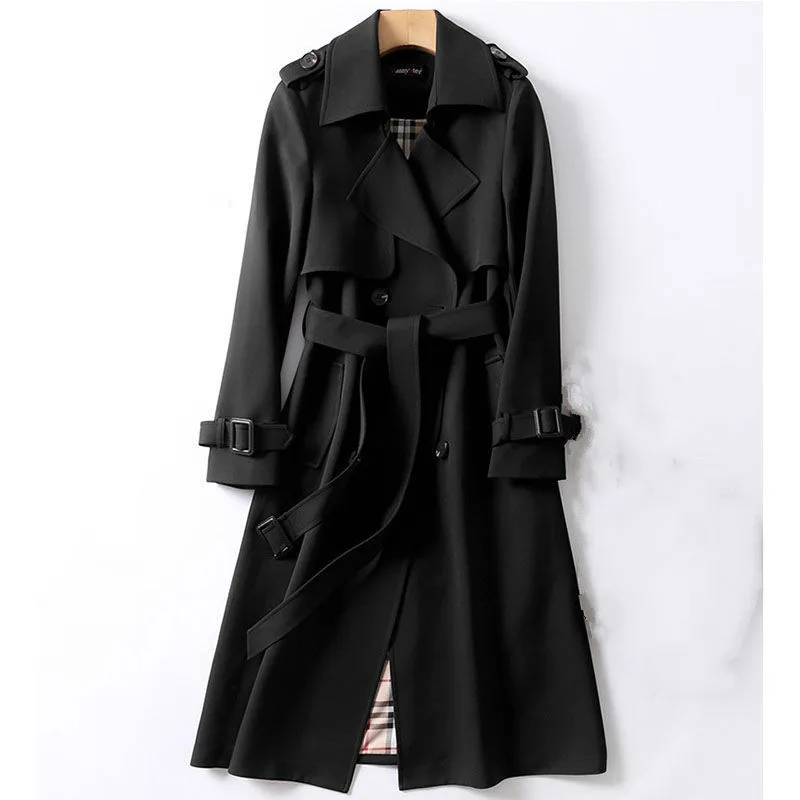 

Women's long trench coat 2021 fashion sweet jacket British style Korean style long dress
