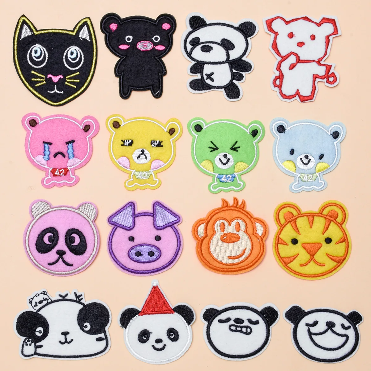 

16Pcs Cartoon Animal avatar Ironing Embroidered Patch For on repair Clothes Hat Jeans Sticker Sew Applique DIY Badge Decor