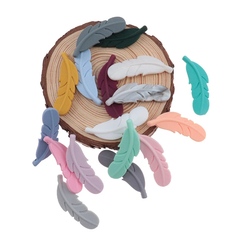 10 шт. силиконовые бусины перо Еда Класс силиконовый Прорезыватель для зубов