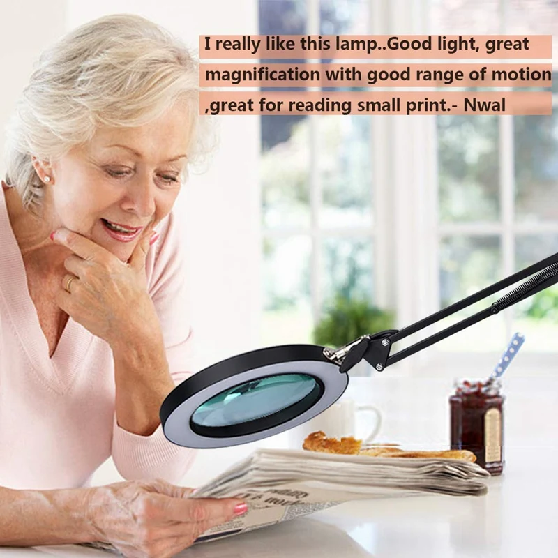 Светодиодный светильник с зажимом регулируемой яркой лупой 3 цветными режимами