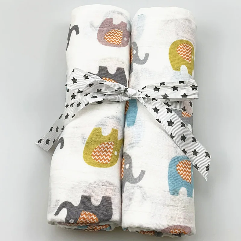 2pcs/set Newborn Baby Blanket Cotton Blanket Cartoon Pattern Multi-use Infant Stroller Cover Towel Baby Muslin Swaddle Wrap - Цвет: 2