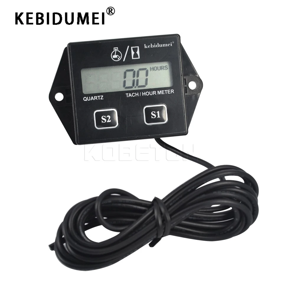 Kebidumei Мотоцикл Тахометр двигателя счетчик моточасов датчик 12v ЖК дисплей Дисплей