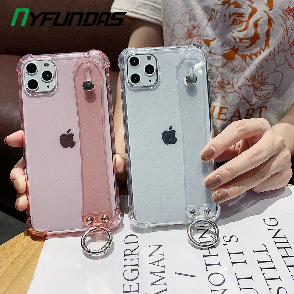 Мягкий чехол держатель для телефона из ТПУ Iphone 11 Pro Max XR XS MAX 7 8 6 S Plus s блестящий