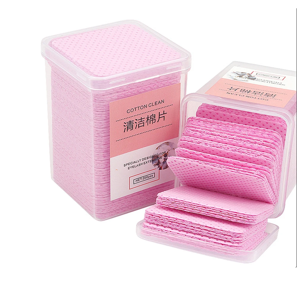

200Pcs Lint-Free Paper Cotton Wipes Eyelash Extension Glue Remover Pads Lashes Grafting Cleaning Glue Mouth Wipe Makeup Tool