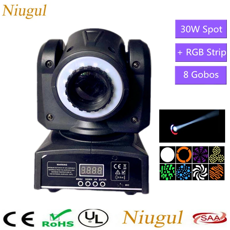 30 Вт Светодиодный точечный движущийся головной сценический эффект освещение с