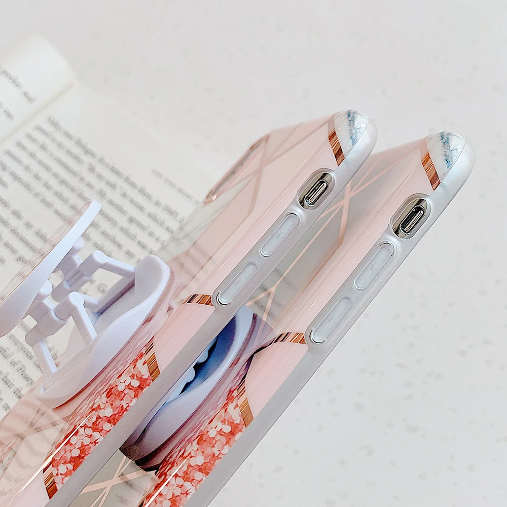 LOVECOM Гальванизированный геометрический мраморный Чехол держатель для телефона