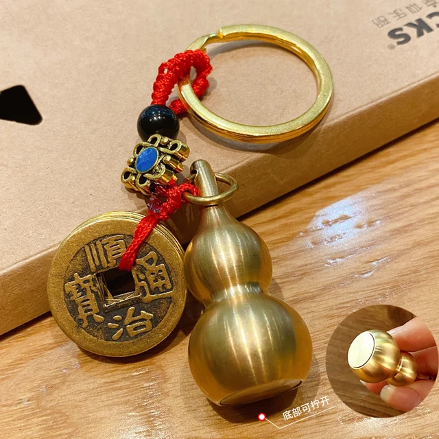 Heiheiup Pendant Pendant Metal Car Gourd Keychain Brass Keychain Copper  Keychains Key Clip for Purse 