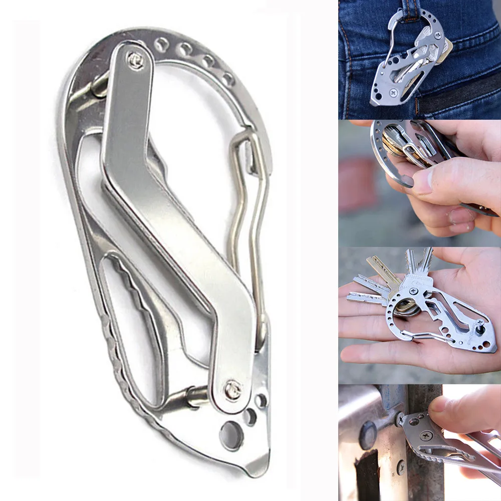 

Stainless Steel Bottle Opener Keychain Multi-function Key Clip Pocket Tools Kitchen Supplies Tools/*