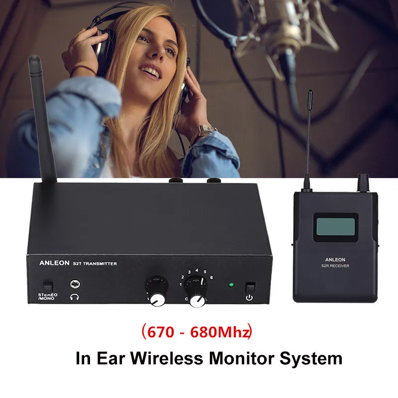 Для ANLEON S2 UHF стерео беспроводной монитор система 670-680 МГц Профессиональный цифровой сценический внутриканальный монитор система 2 приемника