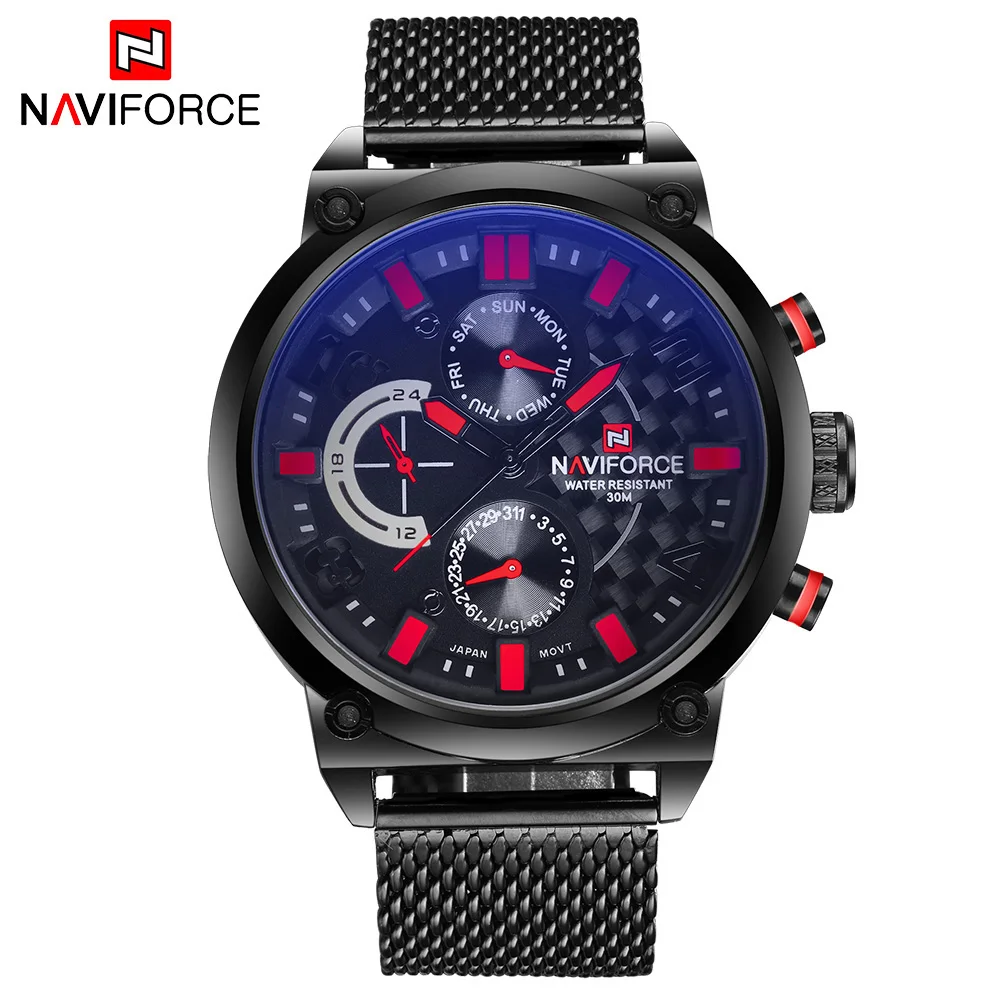 Часы Naviforce мужские из нержавеющей стали аналоговые кварцевые с датой 24 часа|watches