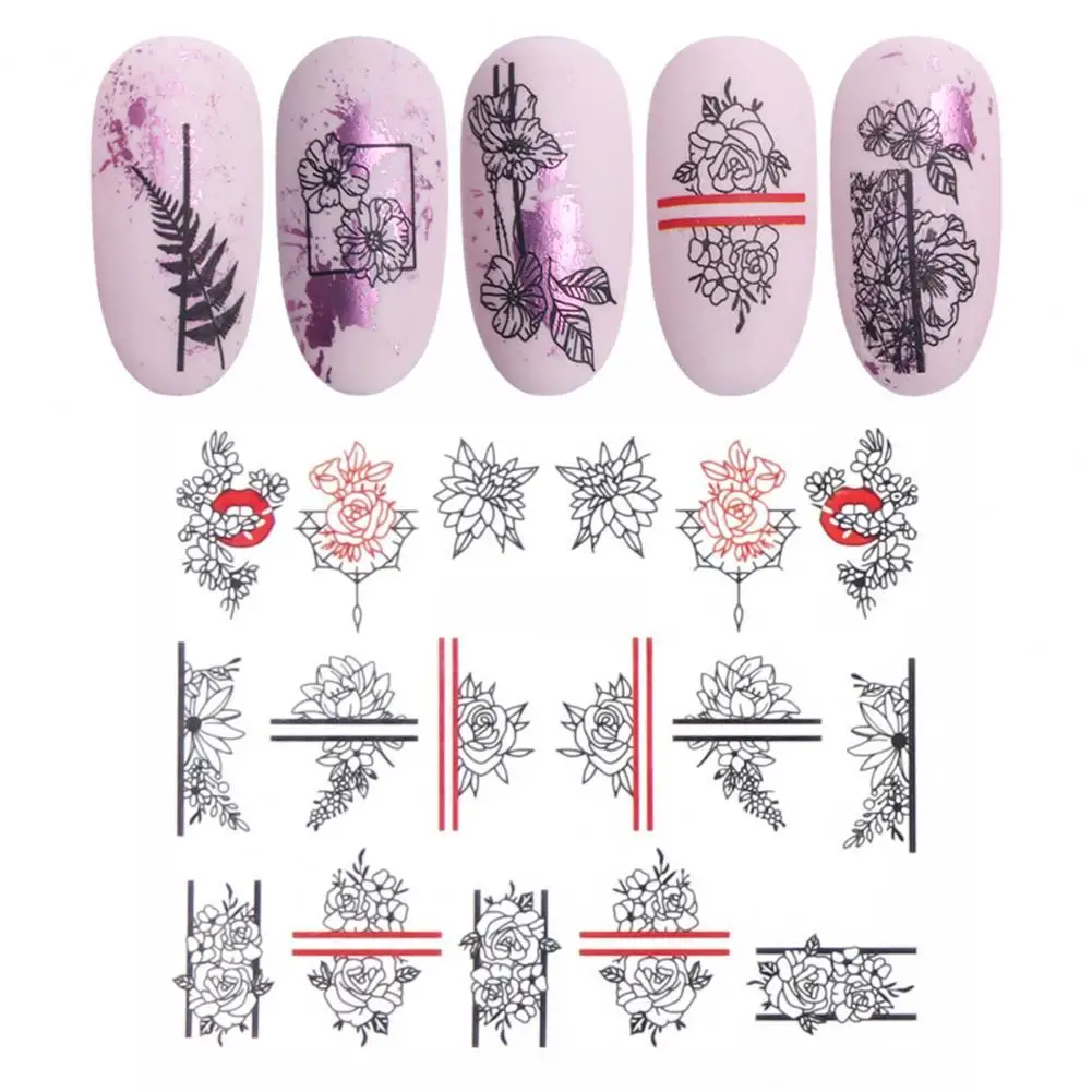 

1 Sheet Nail Sticker Flower Printed Nail Art Decal Stylish Manicure Decoration for Women Nail Art DIY Transfer Sticker Sets