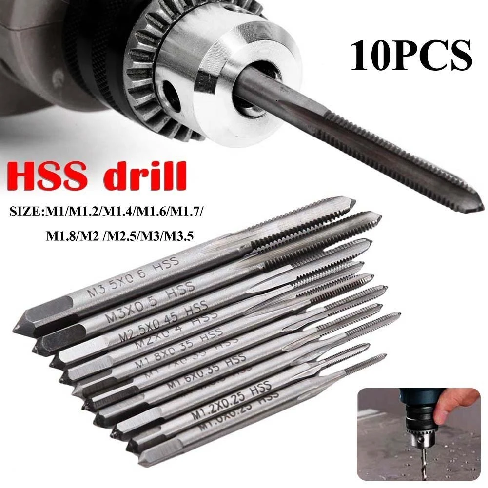 10 шт./компл. ручной кран нить провод нарезания резьбы краны атака M1 M1.2 M1.4 M1.6 M1.7 M1.8 M2