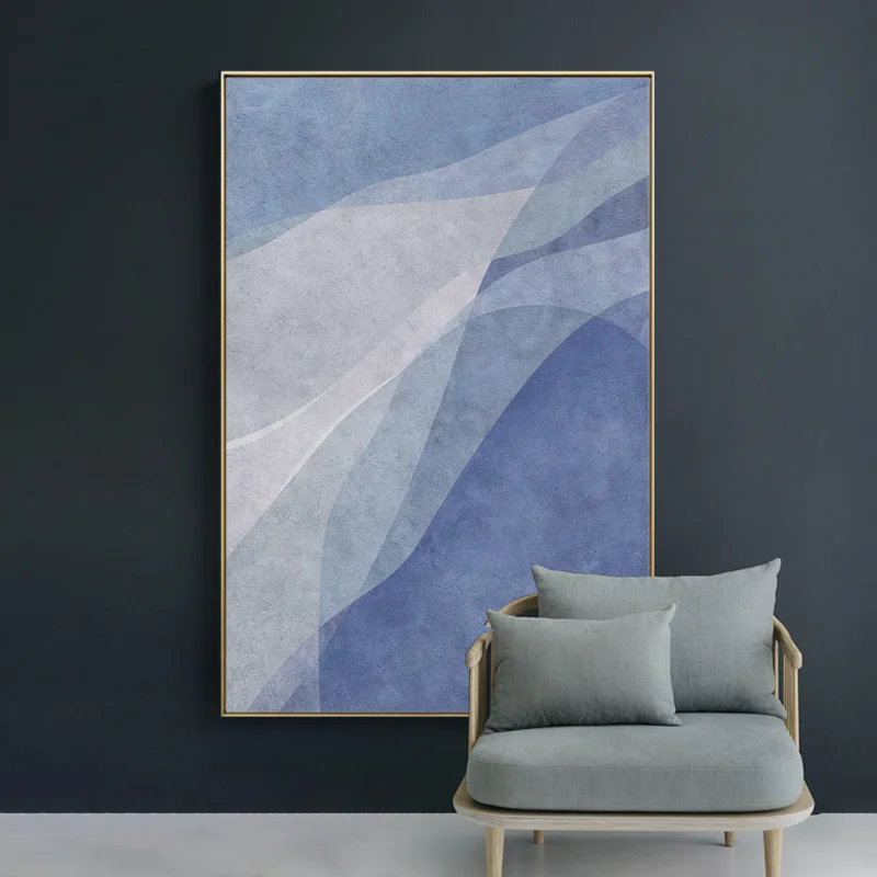 

Morandi цвет серо-синий Акриловая Абстрактная живопись на холсте большая стена искусство Модер минимализм украшение для гостиной домашний дек...