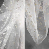 sequined glitter mesh tulle fabric white stars sprinkle gold diy background decor various skirts wedding dress designer fabric