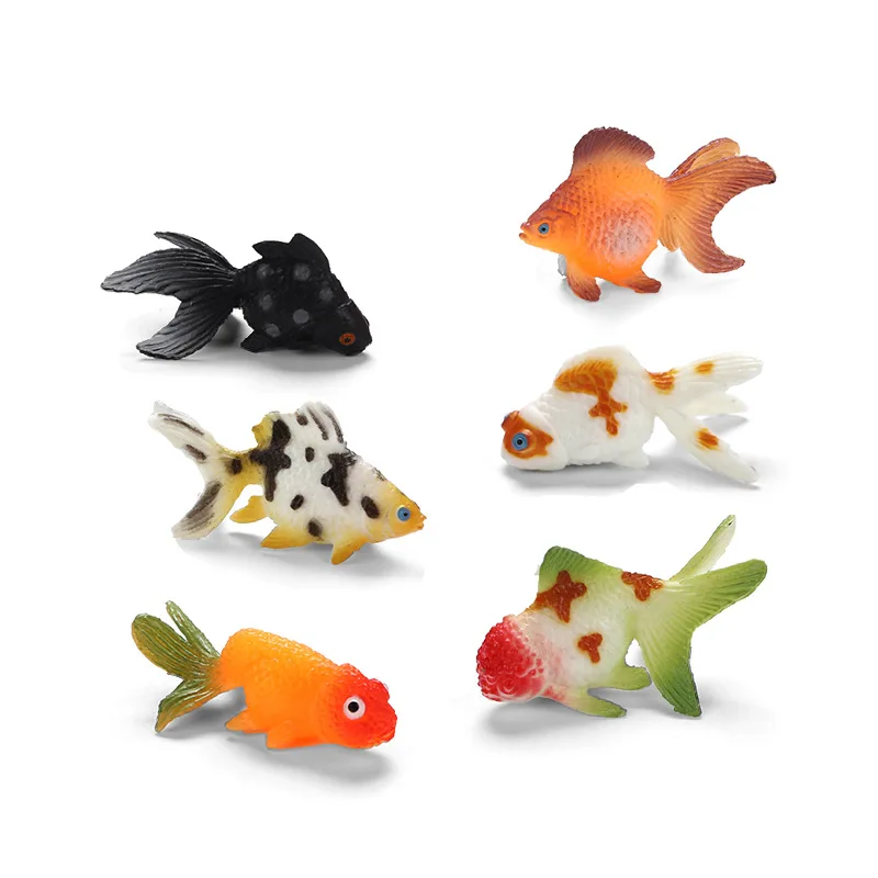 

6PCS/lot Mini simulation marine animal model toy small goldfish children’s early childhood education cognitive